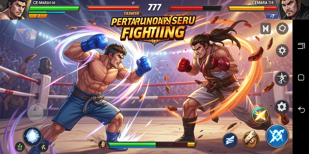 Tampilan seru gameplay pertarungan di CEMARA77 dengan aksi karakter.