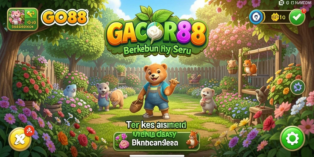Screenshot utama GACOR88 menampilkan gameplay berkebun yang menarik.