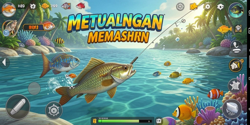 Tampilan gameplay H89 yang seru saat memancing di danau.
