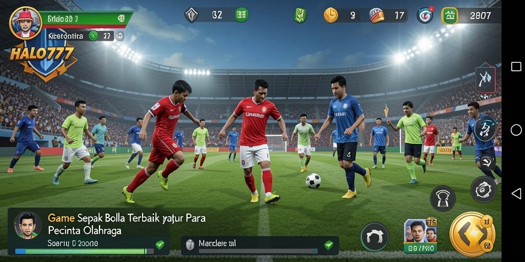 Screenshot gameplay HALO777 yang menampilkan aksi sepak bola yang seru.