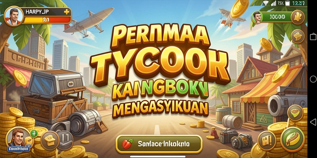 Tampilan gameplay yang menarik dalam HARAPJP dengan elemen Tycoon yang seru.