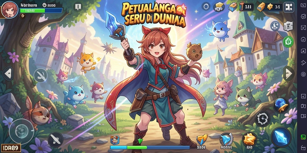 Screenshot utama IDR89 menampilkan pertarungan epik antar karakter Anime.