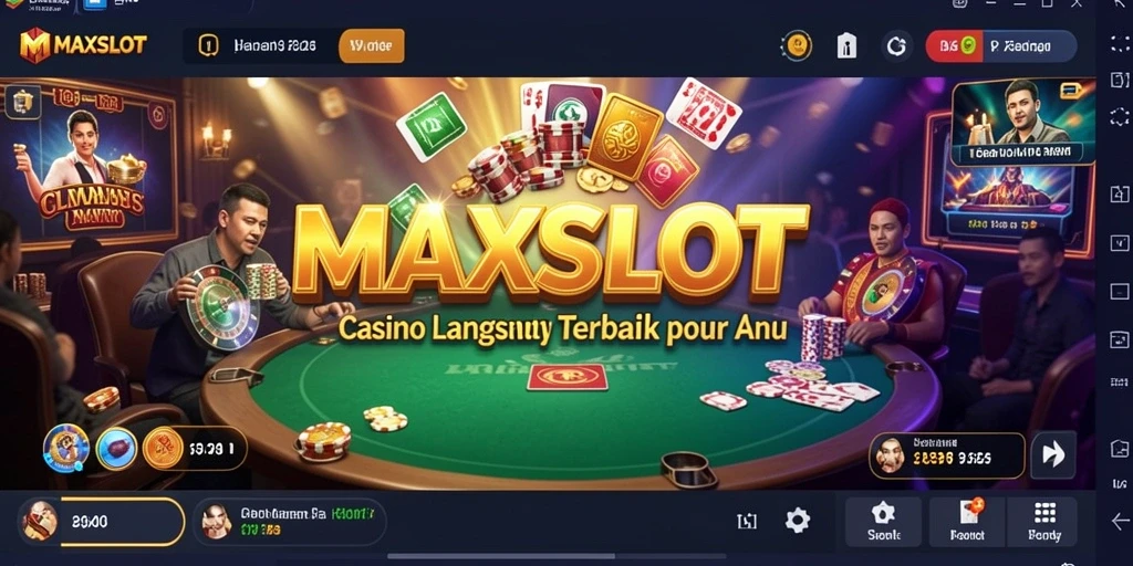Screenshot gameplay Live Casino MAXSLOT yang menampilkan dealer dan interaksi pemain.