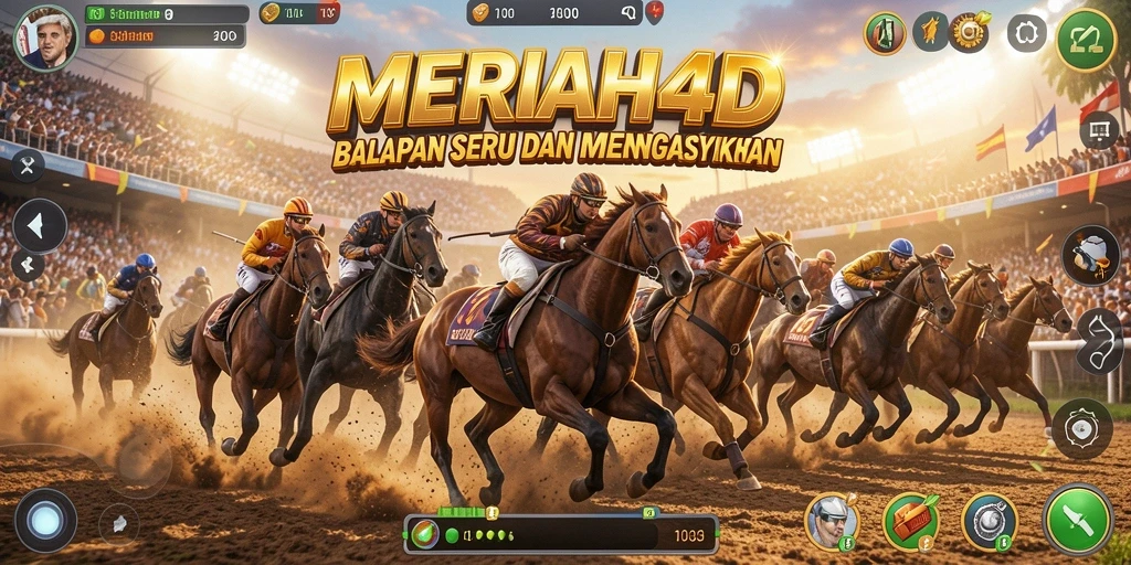 Tampilan gameplay nyata MERIAH4D dengan balapan mendebarkan.