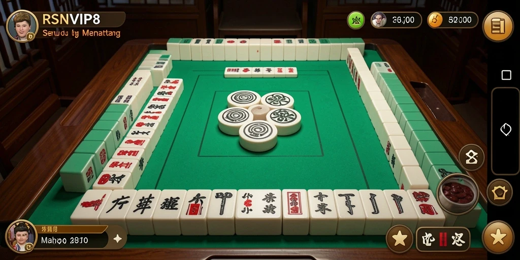 Screenshot gameplay RSNVIP8 yang menampilkan serunya bermain Mahjong.
