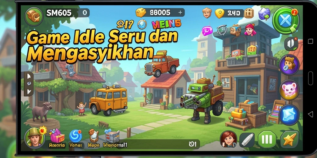 Tangkapan layar gameplay SM605 menampilkan elemen-elemen menarik dari permainan Idle.