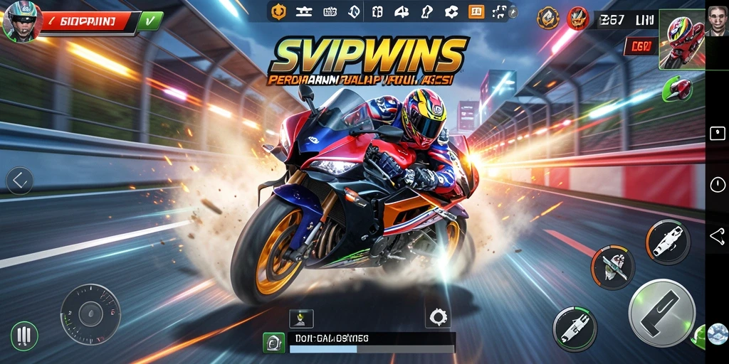 Tampilan gameplay SVIPWINS yang mendebarkan di trek balap.